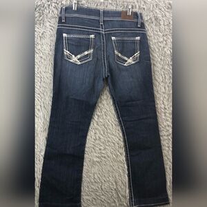 BKE Buckle Jeans Womens 29R Payton Bootcut Thick Stitch Whiskered. Mid-rise